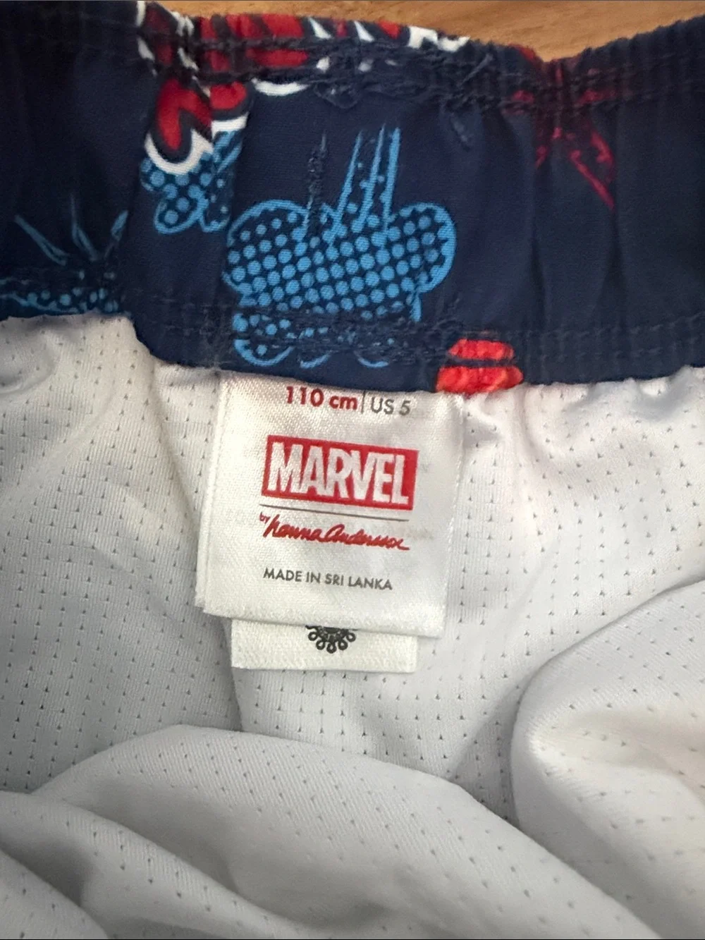 Marvel Boys Navy Blue Spider-Man Swim Trunks with Red and Yellow Accents